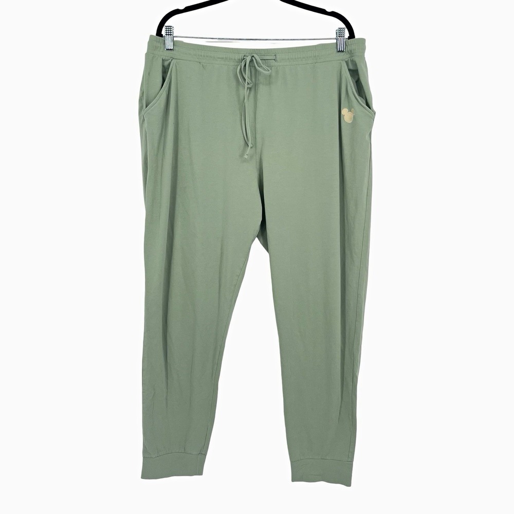 Disney Parks Women XL Sage Green Mickey Mouse Jogger Lounge Pants Soft Casual